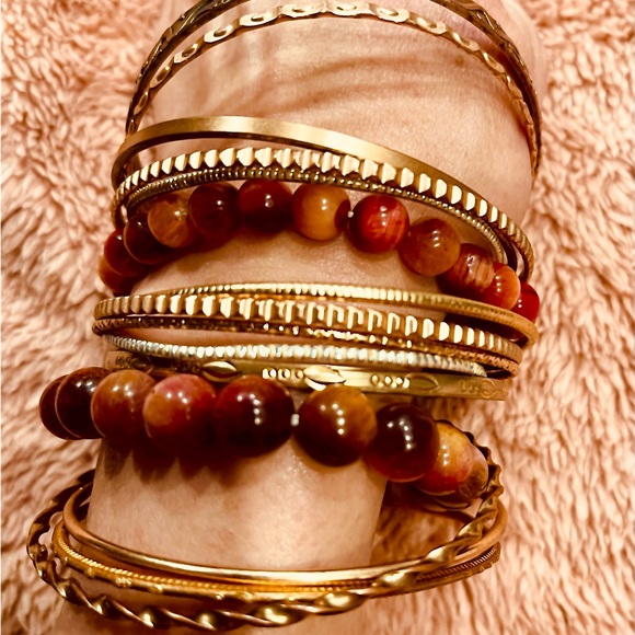 Tigers Eye-Genuine Pink 13 Bracelets 11 Unique Gold, 2 Pink TIGERS EYE, Gorgeous - Picture 14 of 16